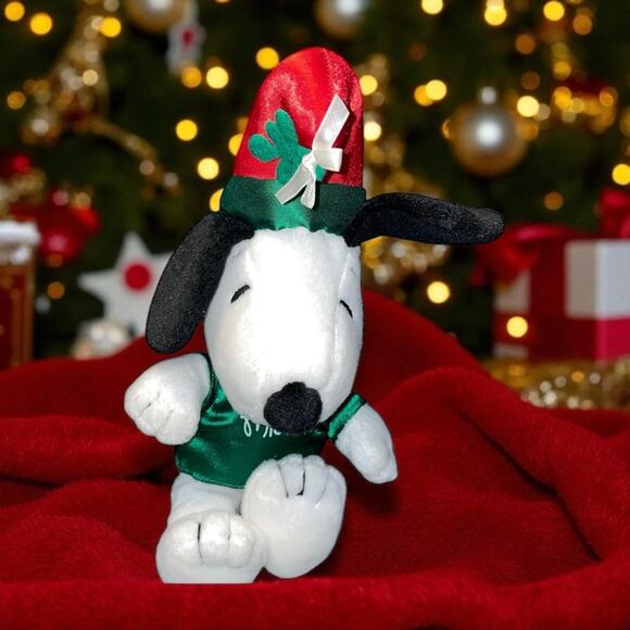 Snoopy Plush Peanuts Christmas Joe Mistletoe Santa Stuffed Nursery Shower 10" - Picture 1 of 10